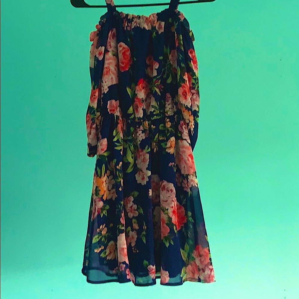 Girls dress- Navy/pink floral